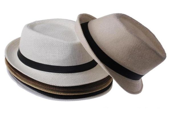 Sombreros de paja de Panamá Fedora Moda suave Hombres Mujeres Stingy Brim Caps 6 colores Elija 10pcslot5848564