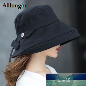 Panamá Verano Negro Arco Cubo Sombrero Mujer Moda Corea Bob Algodón gorro pescador mujer Sombrero para el sol Gorra de pesca Chapeu Pescador Precio de fábrica Diseño experto Calidad Últimas