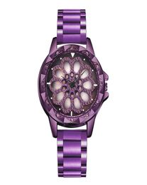 Panars creative hueco giratorio dial watch fashion women cuarzo relojes de acero tira impermeable novia de vacaciones de vacaciones 3655722