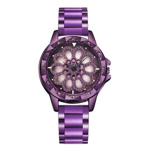 Panars Creative Hollow Roterende Dial Watch Fashion Women Quartz Horloges Steel Strip Waterdichte vrouwelijke vriendin Holiday Gift
