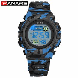 PANARS mode enfants montres sport montre pour enfants LED lumières colorées 12 24 heures Camouflage relogio infantil garçon Student300l