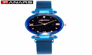 Panars Fashion Luxury Women039s Quartz montres magnets Strap Starry Femme Business Casual Quartz Wristwatch Ladies 2019 New Blu1148521