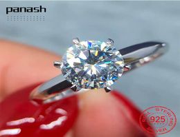 PANASH 925 Sterling Zilveren Ring Fijne Sieraden Bruid Trouwringen Vrouwen Lady Gift 8mm 2ct SONA Diamant J0176678046