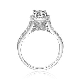 PANASH Luxe 1.0ct Bague Ronde Naturel 6mm Zircone Diamant Bague de Fiançailles Véritable Alliance en Argent Sterling pour les Femmes R090