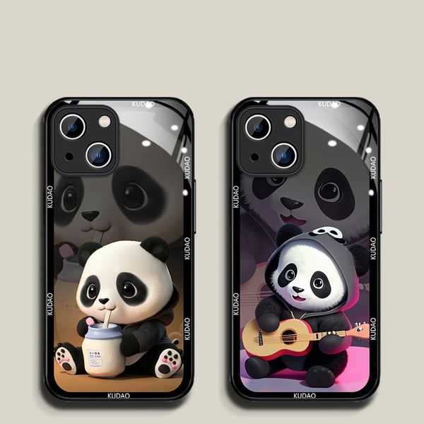 Panda 14 Phone Case 13 Cartoon 12 Pro Advanced 11 All Inclusive xr xsmax Glass Case