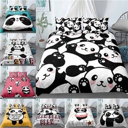Panda 3D Comfort Cubiertas Conjuntos de ropa de cama Edredón Edredón Funda de almohada Casa de almohada Home Textiles Habitación de cama de dormitorio 201210