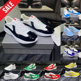 Panda Americas Cup Designer Casual schoenen voor heren in de binnenstad Low Top Sneakers Patent Leather Black White Blue Platform Luxury trainers