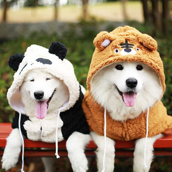 panda et tigre Chien Vêtements Classique Pet Dog Hoodies Vêtements Pour Grand Chien Automne et Hiver Manteau Veste pour Chiot Vêtements 211007