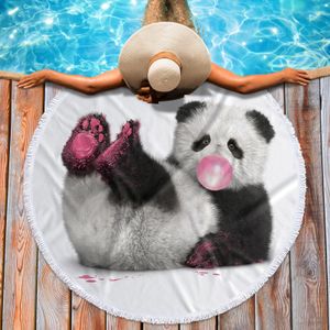 Panda Blowing Bubble Gum MicroFiber Bath Handleing Turn To Volwassens Soft Travel Bath Targe Dowel Douche handdoek voor Yoga