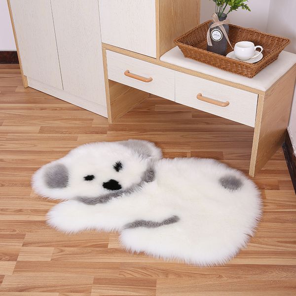 Panda Cartoon Modèle Tapis Cheveux longs Peluche Noir Blanc Tapis pour chambre à coucher Salon Mignon Koala Tapis de sol Décoration de la maison 210301