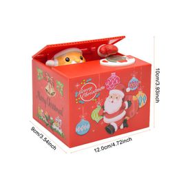 Panda Moned Box Electronic Santa Claus Piggy Bank Automated Cat Thief Money Cajas de ahorro de cajas Año Nuevo Regalo de Navidad para niños