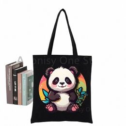 Panda mignon femmes toile sac à bandoulière haute capacité sac fourre-tout esthétique boutique sacs Cott sacs à main livres sac pour les filles W7Lp #