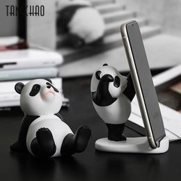 Panda Figurines Pour Intérieur Universel Cellulaire Téléphone Mobile Stand Titulaire Moderne Résine Sculpture Statue Home Office Desk Decor 230327