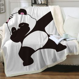 Panda flanelle ou Sherpa couverture dessin animé Animal polaire jeter couvertures ours enfants peluche Panda Posture couvre-lit canapé décor