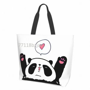 Panda Love Tote Sac Femmes Sac à main décontractée sac à main Réutilisable Multipurpose Hour Duty Shop Grocery Sac pour l'extérieur O40F #