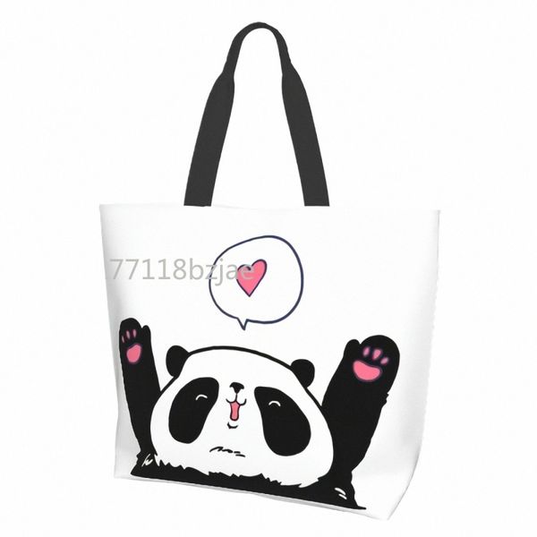 Panda Love Tote Bag Femmes Sac à bandoulière décontracté Sac à main réutilisable polyvalent Heavy Duty Shop Sac d'épicerie pour l'extérieur s85P #