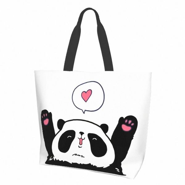 Panda Love Tote Bag Femmes Casual Sac à bandoulière Sac à main réutilisable polyvalent Heavy Duty Shop Sac d'épicerie pour l'extérieur a1T2 #