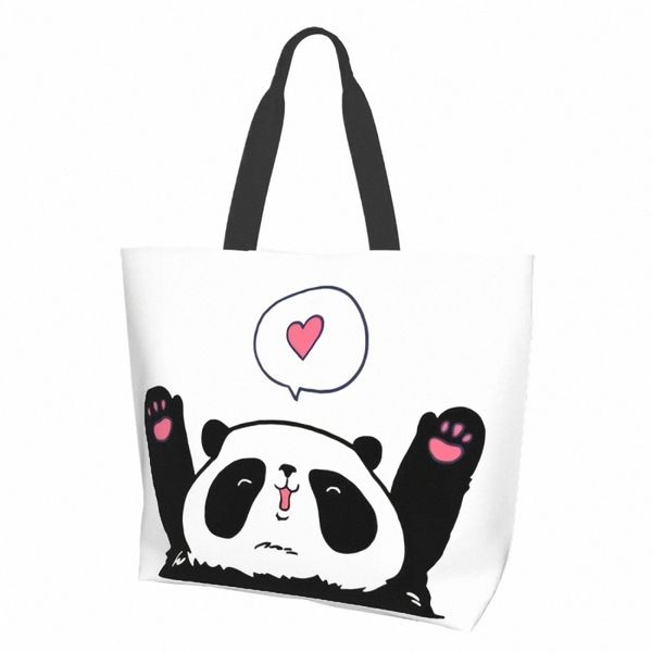 Panda Love Tote Sac Femmes Sac à main décontractée sac à main Réutilisable Multipurpose Hour Duty Shop Grocery Sac pour Outdoors V4MH #