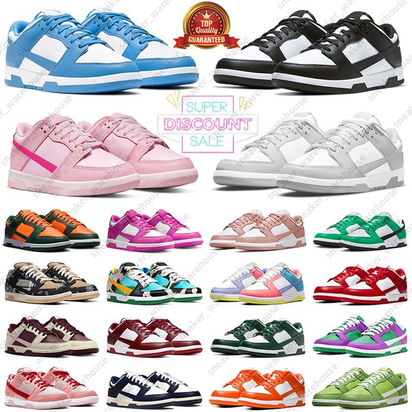 Panda Low Casual Chaussures Triple Rose Rose Whisper Gris Brouillard Active Fuchsia UNC Blossom Team Green Vintage Navy Lows Sports de plein air Hommes Femmes Baskets Baskets