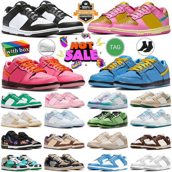 2024 Nouveau Panda Low Casual Chaussures Blossom Bubbles Buttercup Triple Rose Déverrouillez votre espace si stade perdu Vert Gris Blanc UNC Lows Sports Hommes Femmes Baskets Baskets