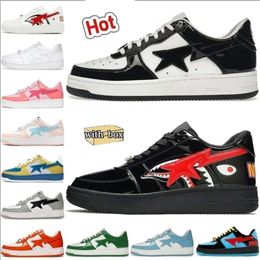 Panda Nuevos zapatos de diseñador Bapestars Low para hombres Zapatillas de deporte Charol Negro Blanco Azul Camuflaje Skateboarding Correr Deportes Estrella Entrenadores venta caliente