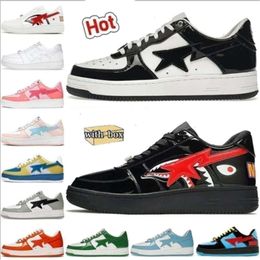 Panda nouvelles chaussures de créateur Bapestars basses pour baskets en cuir verni noir blanc bleu camouflage skateboard jogging baskets étoiles