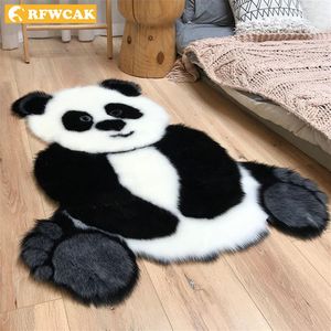 Alfombra peluda con diseño de Panda, alfombra de piel de imitación de cuero, alfombra con forma de Animal, alfombras para sala de estar, Tapete, decoración para habitación de niños 246i