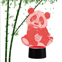 Panda Vorm 3D LED Nachtlampje 7 Kleurverlichting Wijzigen Tafel Bureaulamp Kids Gift # R42