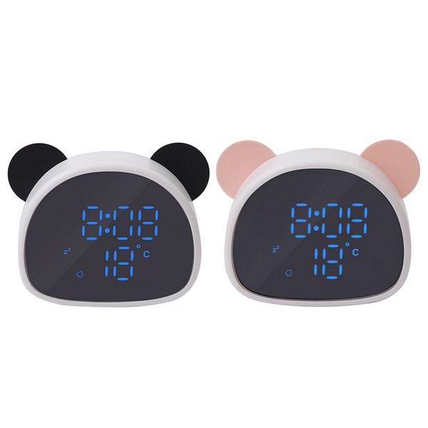 Panda Shape Digital Alarm Allow Mirror Mirror Display Temperature Temple for Children Kids, LED Digital Display Clock