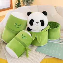 Panda met bamboe knuffels speelgoed schattige knuffel cadeaus voor kinderen meisjes jongens verjaardag