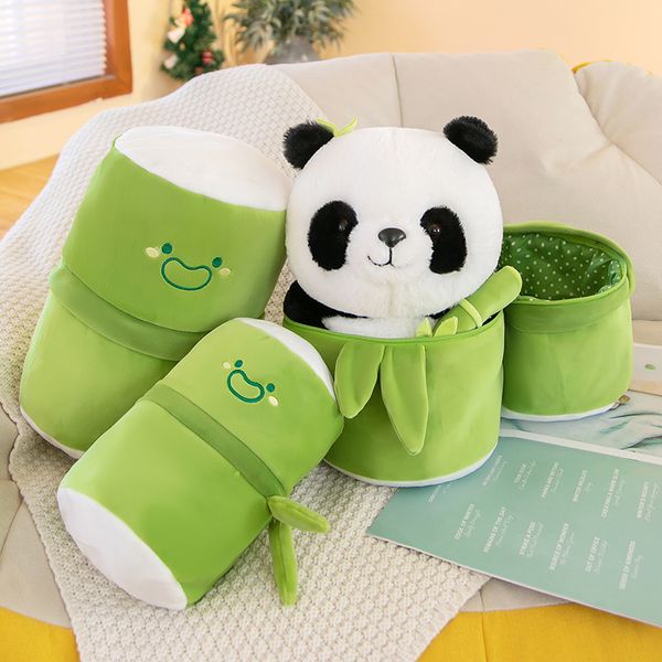 Panda con animales de peluche de bambú, juguete de peluche bonito, regalos para niños, niñas, niños, cumpleaños