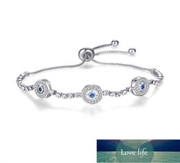 Pulsera de plata de ley 925 100 auténtica PANDACH, pulsera de circón transparente de lujo ligera, Ojo Azul ajustable para mujer, joyería CMB822322462