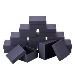 Pandahall 18-24 pcs lot noir carré rectangle bijoux en carton coffrets bague coffrets cadeaux pour emballage de bijoux F80 210713287N