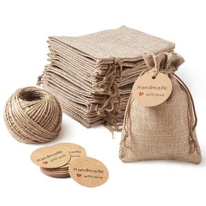 Pandahall – pochettes d'emballage en toile de jute, sacs à cordon, étiquettes de prix en papier et ficelle de chanvre pour la fabrication de bijoux, présentoir de bijoux