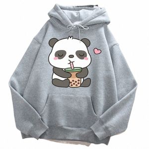 Pandas Amor Beber Perla Leche Té Imprimir Sudadera con capucha Hombres Harajuku Cálido Sudadera con capucha Fi Casual Sudadera Otoño Tamaño grande Ropa deportiva o0oX #