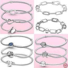 Pandora 925 pur argent coeur boucle serpent os chaîne Bracelet adapté à l'original amour bracelet à breloques bijoux à bricoler soi-même