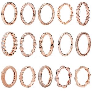 Pandora-925 sterling zilveren ringen Van Pandoradi's roségouden opening mode-stijl koppelring bijpassende ring voor dames