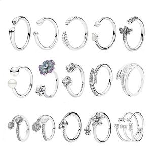 Pandora-925 sterling zilveren ringen Van Pandoradi's Eternal Heart Shining Square Open Series Couple Ring, universele ring voor mannen en vrouwen