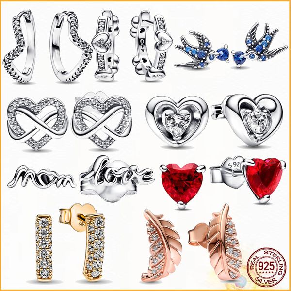 Pandora Charm Sparkling Infinity Heart Stud Boucles d'oreilles en argent sterling 925 pour femmes Mode Boutique Cadeau Anniversaire Cadeau d'anniversaire