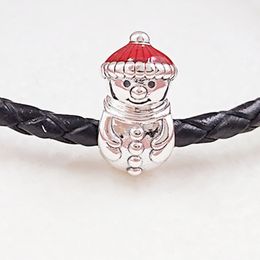 Pandora Charms Sieraden Maken 925 Sterling Zilveren Ketting Ketting Bead Armbanden Kit Bangle Kerst Dangle Snowman en Santa Hat Kettingen voor Vrouwen Mannen 798478C01