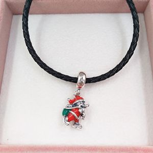 Pandora Charms Kit de fabrication de bijoux Bracelets pour femme Chaîne en argent sterling 925 Perle Disny Santa Mouse Sac Dangle Rouge Vert Émail Collier Couple Christian 797501ENMX