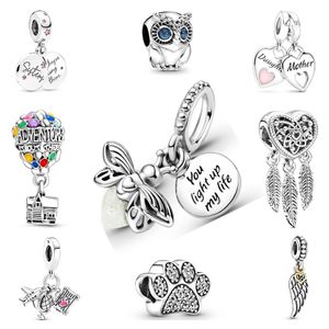 Pandora lucioles Suspension S925 argent griffe impression hibou charme convient pour Bracelet bricolage bijoux de mode