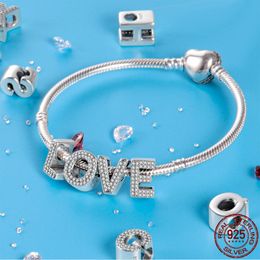 PANDORA Original S925 plata esterlina 26 letras A-Z serie abalorio es adecuado para pulsera DIY accesorios de joyería de moda