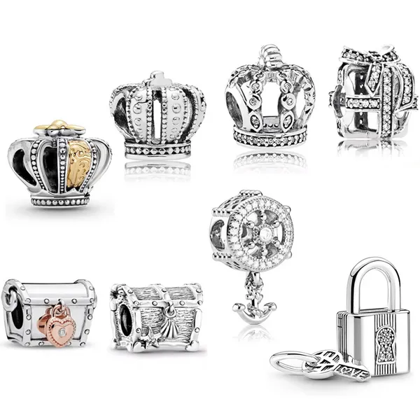 Pandora S925 Sterling Silver Empire Crown Treasure Box Charm convient aux bijoux de mode Bracelet DIY