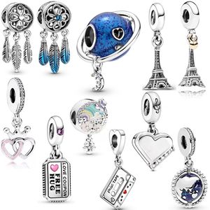 Pandora S925 Sterling Silver Paris Tour Eiffel Charme Serviette Charme Serviette Convient pour Bracelet DIY Bijoux De Mode