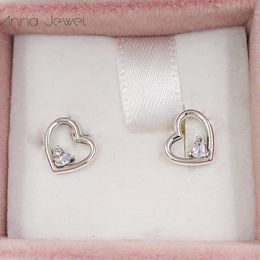 Pandora Style Bijoux Authentique 100% 925 Sterling Silver Asymétrique Coeurs d'Amour Boucles d'Oreilles avec Clear Cz Convient Européen 297813CZ Annajewel