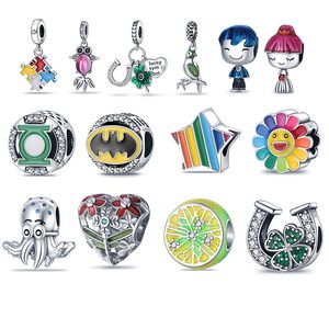 Pandora Sunflower Color Series kralen S925 Sterling Silver Anime Figuur Suspensie Charm