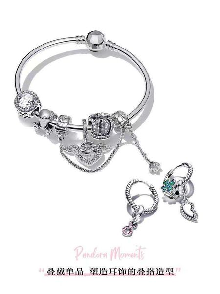 Pandoras Charm Designer Jewelry Femme Bracelet Pandorabracelet New Silver Rose Gol Small String Ooy Earrings 925 Silver Girl Creative Simple and Volyle