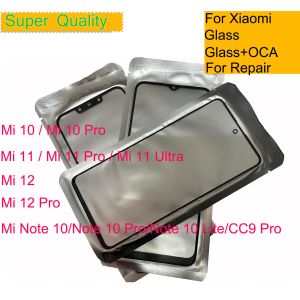 Panneau 10pcs / lot pour Xiaomi MI 11 Ultra Lite 12 Pro 10 5G Tactile Panneau Front Lens extérieure pour MI Note 10 Pro Verre LCD avec OCA