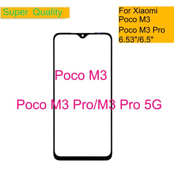 Panneau 10pcs / lot pour Xiaomi POCO M3 Pro Touch Screen Pannel Front Glass Lens Glass pour POCO M3 Pro 5G LCD Verre avant avec OCA